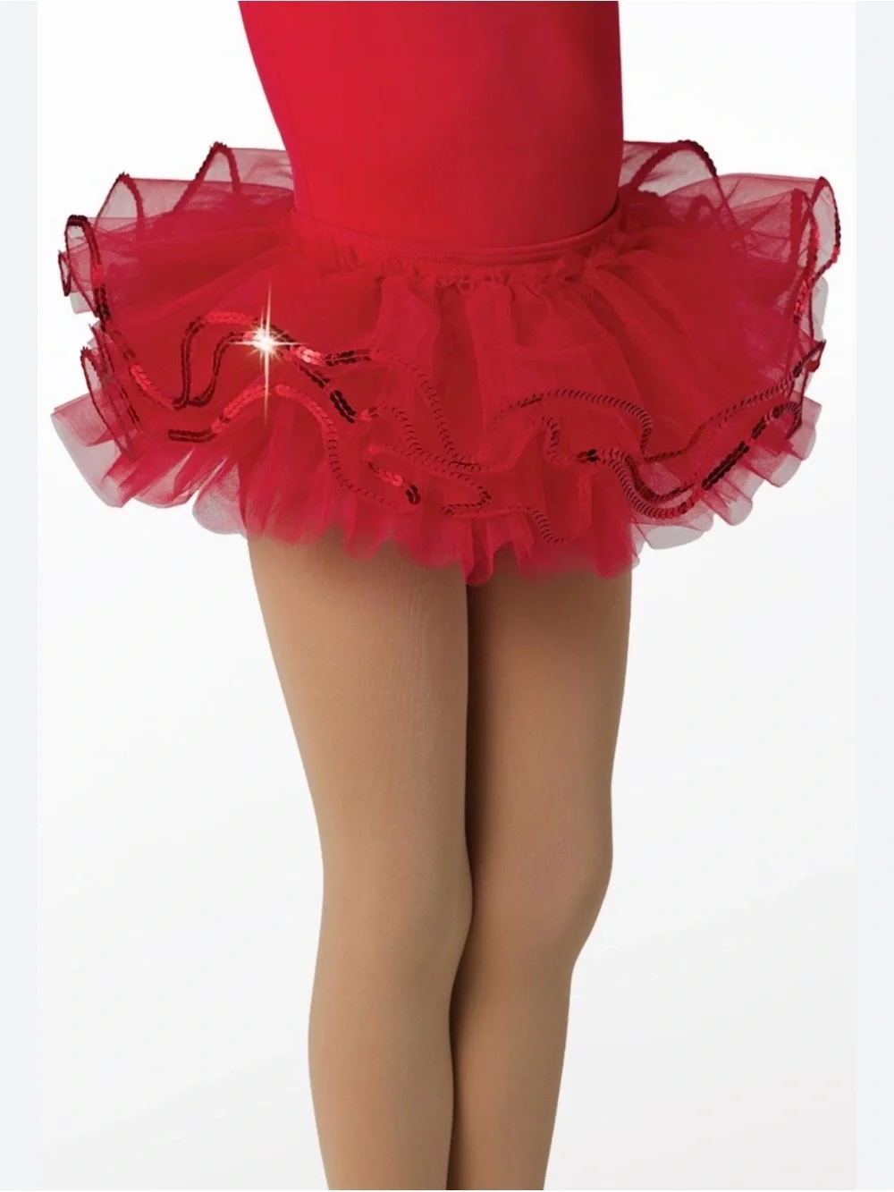 Weissman Red Tulle Dance Sequin Trim Tutu Skirt - Size: XLC